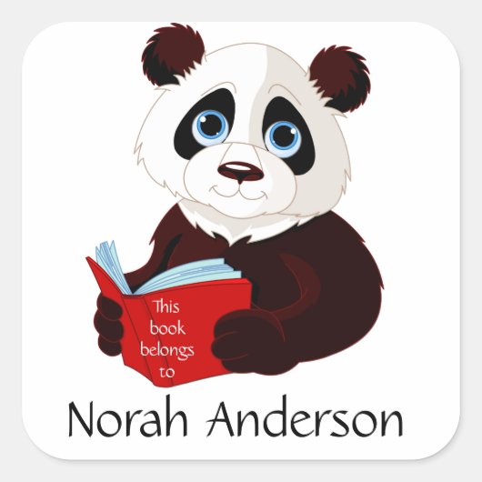 Het lezen van Panda Bookplate Sticker (Voorkant)
