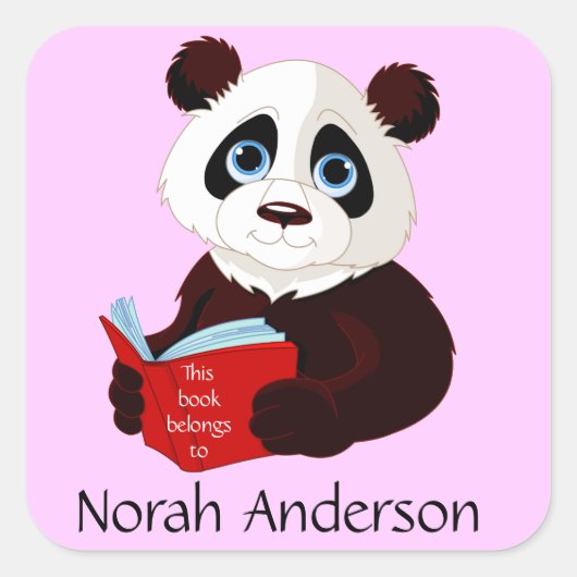 Het lezen van Panda Bookplate Sticker (Voorkant)