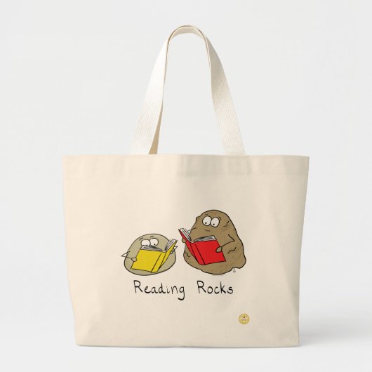 Het lezen van Rocks Cute Kinder Cartoon Grote Tote Bag (Voorkant)