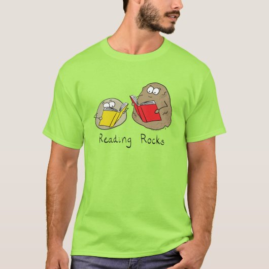 Het lezen van Rocks Funny Book T-shirt (Voorkant)