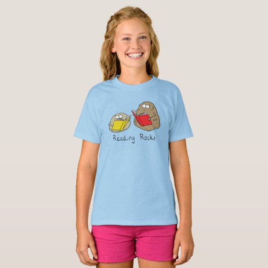 Het lezen van Rocks Kinder Boy Girl T-Shirt (Voorkant volledig)