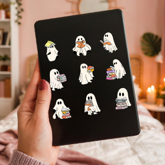 Het lezen van Schattige Ghosts Pack Spooky Book Lo Sticker