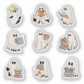 Het lezen van Schattige Ghosts Pack Spooky Book Lo Sticker (Voorkant)