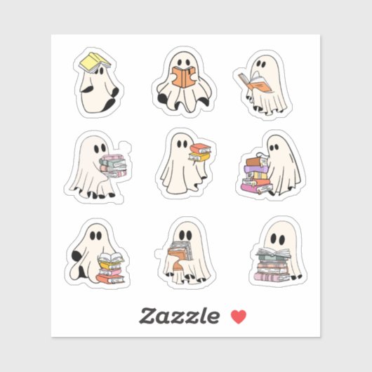 Het lezen van Schattige Ghosts Pack Spooky Book Lo Sticker (Vel)