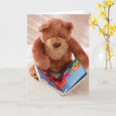 Het lezen van Teddy Bear Vertical Kaart (Gele Bloem)
