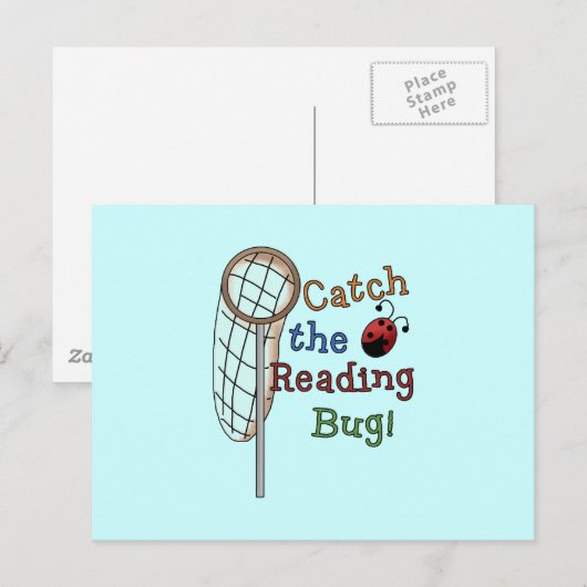 Het lezen van tshirts en cadeautjes briefkaart (Voorkant / Achterkant)