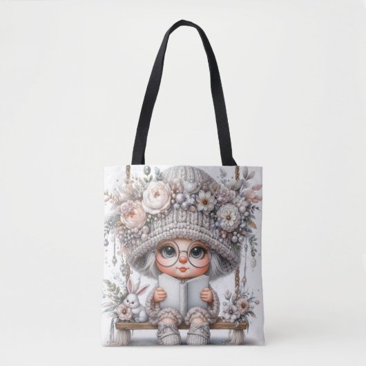 Het lezen van Winter Gnomes Canvas tas (Voorkant)
