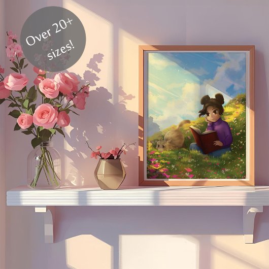 Het Lezende Meisje en De Verveelde Kat Poster