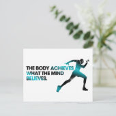 Het LICHAAM bereikt wat de MIND gelooft in Cyaan Briefkaart (Staand voorkant)