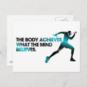 Het LICHAAM bereikt wat de MIND gelooft in Cyaan Briefkaart (Voorkant / Achterkant)