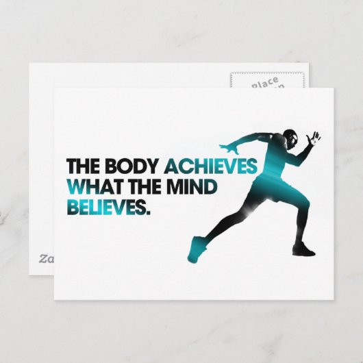Het LICHAAM bereikt wat de MIND gelooft in Cyaan Briefkaart (Voorkant / Achterkant)
