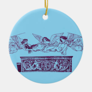 Het lichaam van de heilige Catharina wordt door en Keramisch Ornament