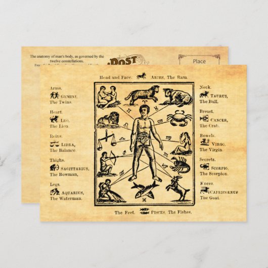 Het lichaam, zoals bestuurd door de twaalf constel briefkaart (Voorkant / Achterkant)