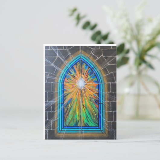 Het Licht 3 Gebrandschilderd Glas Kerk Briefkaart (Staand voorkant)