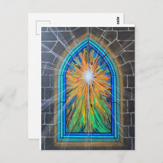 Het Licht 3 Gebrandschilderd Glas Kerk Briefkaart (Voorkant / Achterkant)