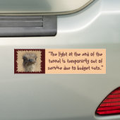 Het licht aan het eind, "Het licht aan het eind va Bumpersticker (Op auto)