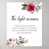 Het Licht Blijft Bordeaux Bloemendodenherdenking Poster (Voorkant)
