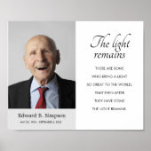 Het Licht Blijft Funeral Gedicht Met Foto Poster (Voorkant)