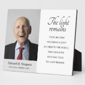 Het Licht Blijft Herdenkingsgedicht Met Foto Fotoplaat (Zijkant)