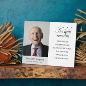 Het Licht Blijft Herdenkingsgedicht Met Foto Fotoplaat (Zijkant)