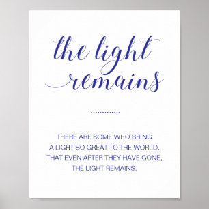 Het Licht Blijft Navy Blue Herdenkingsbruiloft Poster