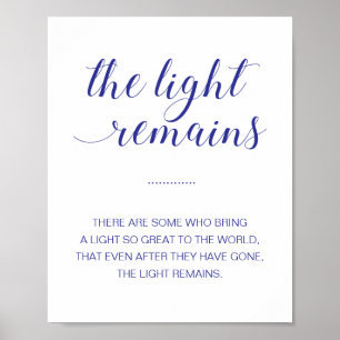 Het Licht Blijft Navy Blue Herdenkingsbruiloft Poster