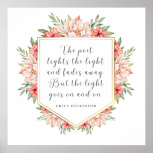 Het licht gaat op - Emily Dickinson Floral Lijst Poster