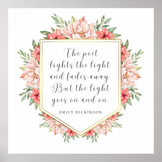 Het licht gaat op - Emily Dickinson Floral Lijst Poster (Voorkant)