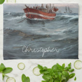 Het licht op Skagen Reef personaliseert Theedoek (Gevouwen)