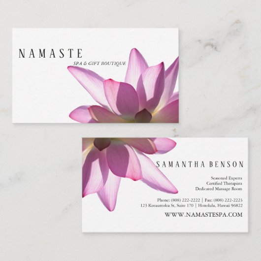 Het licht | Roze Lotus Flower on White © Visitekaartje (Voorkant / Achterkant)