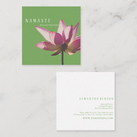 © Het Licht | Roze Lotus Vierkante Visitekaartje (Voorkant / Achterkant)