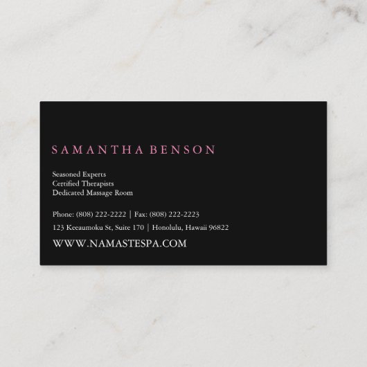 Het licht | Roze witte Lotus Flower on Black © Visitekaartje (Achterkant)