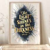 Het licht schijnt: Johannes 1:5 Bijbel Verse Art Poster