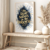 Het licht schijnt: Johannes 1:5 Bijbel Verse Art Poster