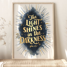 Het licht schijnt: Johannes 1:5 Bijbelvers Kunst Poster