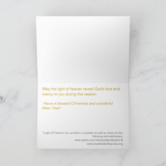 Het licht van de hemel, het licht van de hemel feestdagen kaart (Binnen)