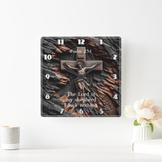 Het licht van de herder (Psalm 23:1) Vierkante Klok (Huis)