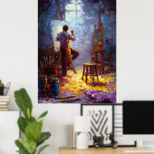 Het licht van de kunstenaar - Studio Moment in Exp Poster (Thuiskantoor)