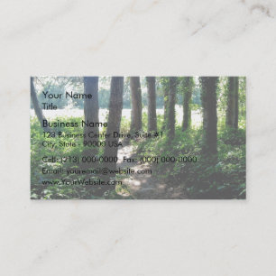 Het licht van de ochtend verlicht een bospad visitekaartje