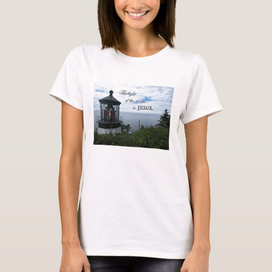 Het licht van de wereld is Jezus. T-shirt (Voorkant)