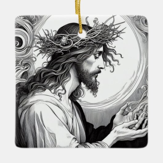 Het licht van de wereld Jezus Kerstmis Keramisch Ornament (Voorkant)