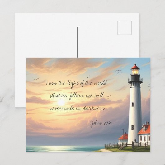 Het licht van de wereld Johannes 8:12 Briefkaart (Voorkant / Achterkant)