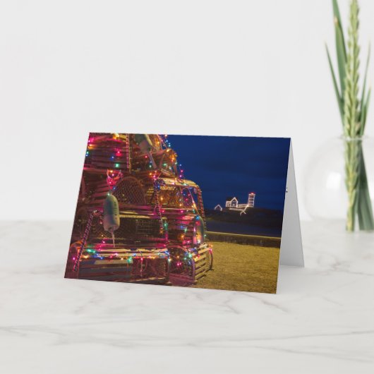 Het Licht van het brokje bij Nacht wordt verfraaid Feestdagen Kaart (Voorkant)