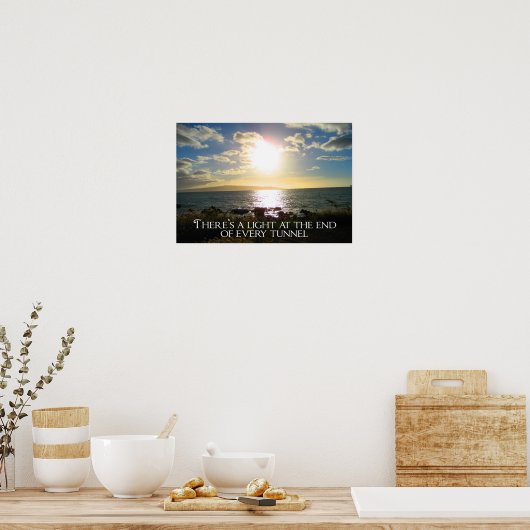 Het Licht van het Inspirerend Citaat aan het Eind Poster (Keuken)