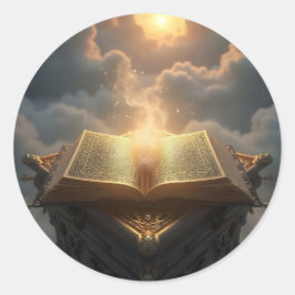 Het Licht van Kennis – Bibliotheek Kunst Klassieke Ronde Sticker