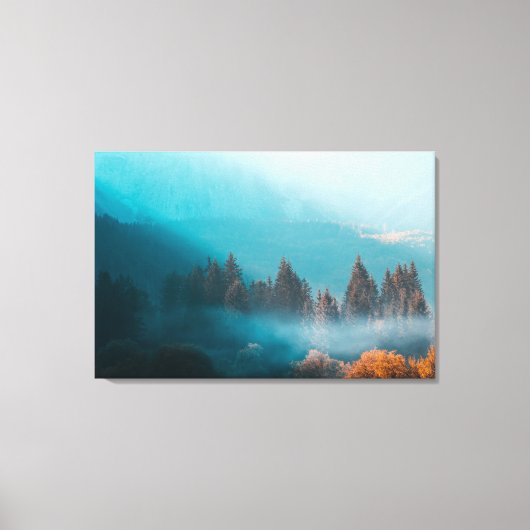 Het licht werpen op het bos in de herfst van de bo canvas afdruk (Voorkant)