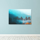 Het licht werpen op het bos in de herfst van de bo canvas afdruk (Insitu (Houten vloer))