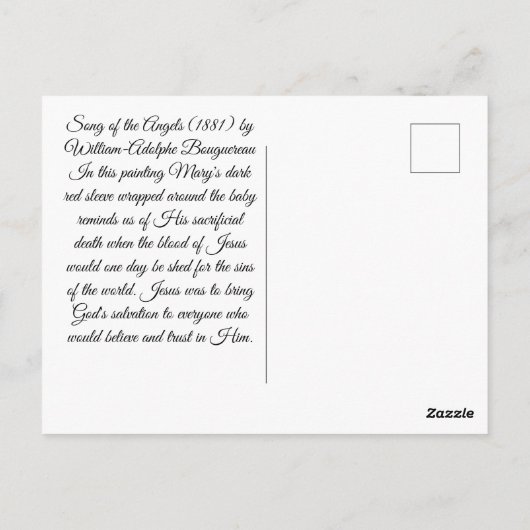 Het lied van de engelen Bouguereau Briefkaart (Achterkant)