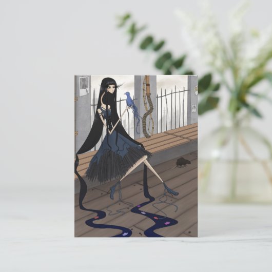 Het lied van de vogel: Dark Surreal Art Briefkaart (Staand voorkant)