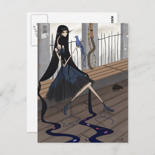 Het lied van de vogel: Dark Surreal Art Briefkaart (Voorkant / Achterkant)